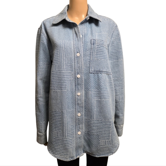 bagatelle Tops - Bagatelle Collection New York Denim Embroidered Patchwork Shacket Baggy Size M